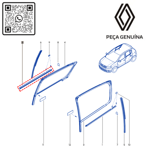 RN 301919R 823301919R Pestana Int Porta DianteiroD Sandero Original 3